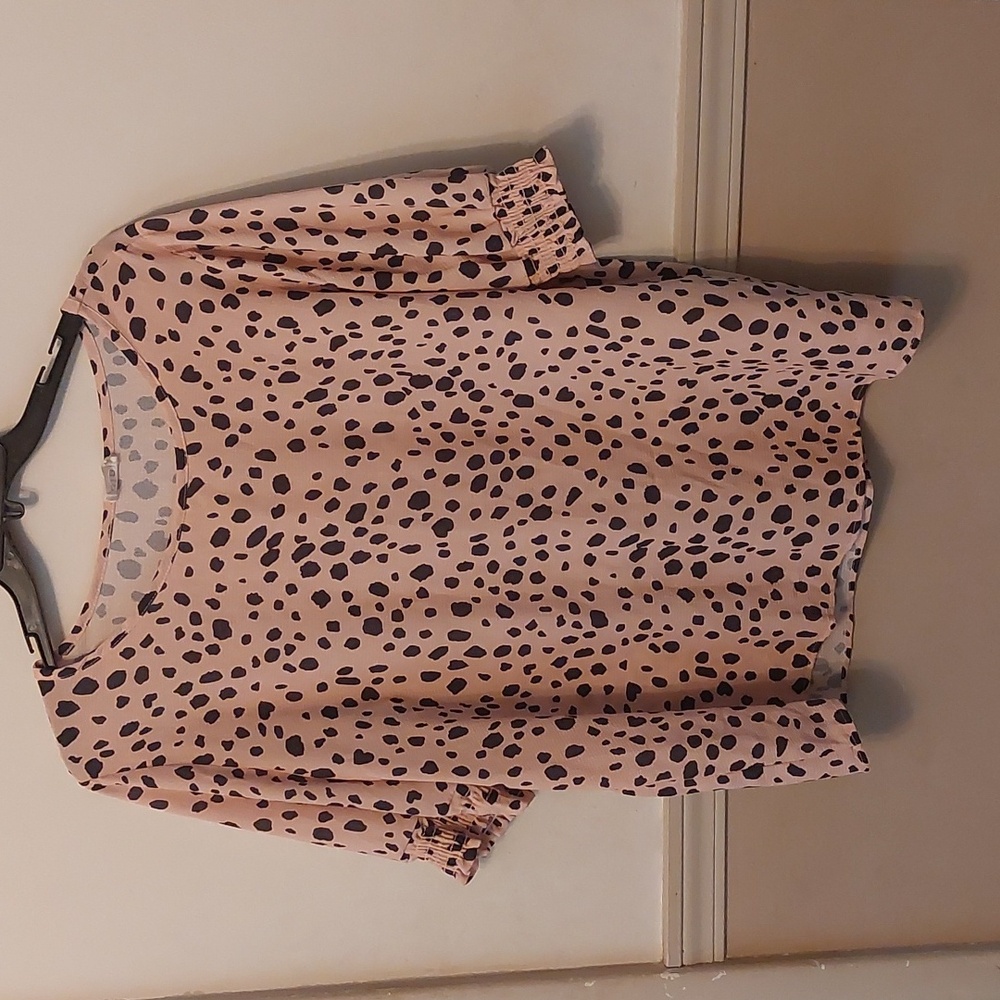 BiBi Dusty Pink Animal Print Blouse Sz XL